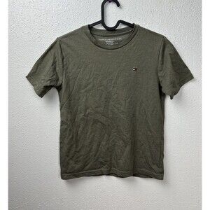 Tommy Hilfiger Boys Size Small Olive Green Basic Cotton Crew Neck Tee Shirt
